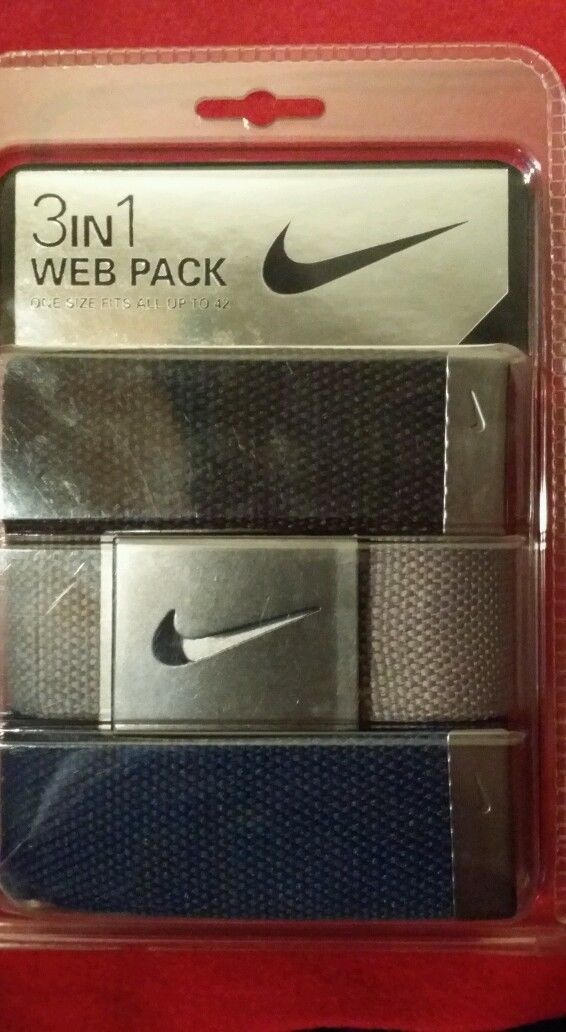 NIKE GOLF MENS 3 IN 1 WEB PACK BELTS~BLACK-GRAY-BLUE ONE SIZE FITS ALL ...